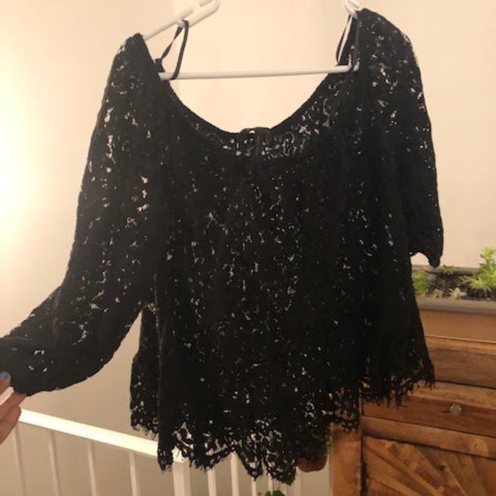 BCBG Off the Shoulder Lace Blouse Size L